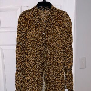 Zara Yellow Floral Patterned Shirt